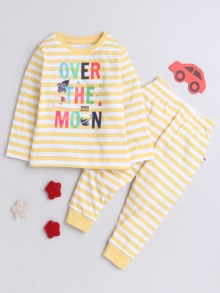 BUMZEE Yellow Boys Full Sleeves T-Shirt & Pyjama Set