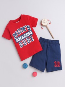 BUMZEE Navy & Red Boys Half Sleeves T-Shirt & Short Set