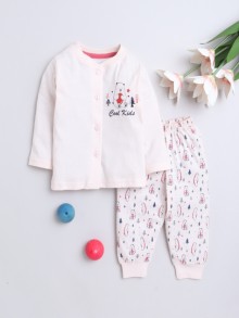 BUMZEE Peach Baby Boys Full Sleeves Jabla & Pyjama Set