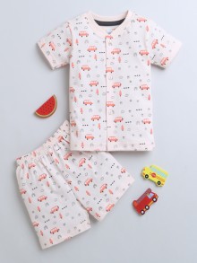 BUMZEE Peach Baby Girls Half Sleeves Jabla & Short Set