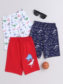 BUMZEE Navy & Red Boys Shorts Pack Of 3