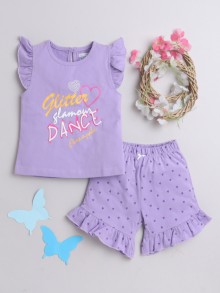 BUMZEE Purple Girls Sleeveless T-Shirt & Short Set