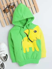 BUMZEE Green Boys Full Sleeves Hooded Sweatshirt