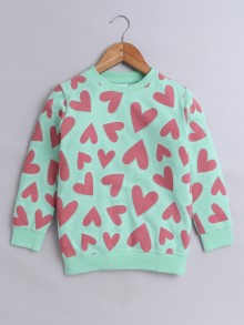 BUMZEE Mint Green Girls  Full Sleeves Cotton Sweatshirt