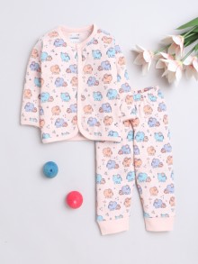 BUMZEE Peach Baby Girls Full Sleeves Jabla & Pyjama Set