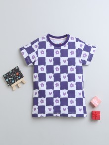 BUMZEE Purple Girls Half Sleeves T-Shirt