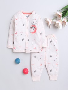 BUMZEE Peach Baby Girls Full Sleeves Jabla & Pyjama Set