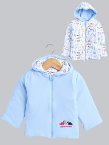 BUMZEE Sky Blue & White Baby Boys Full Sleeves Cotton Reversible Padded Jacket