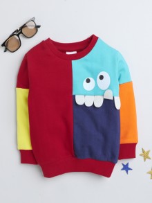 BUMZEE Multi Red Boys Full Sleeves Sweatshirt