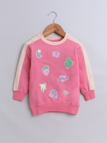 BUMZEE Pink Girls  Full Sleeves Cotton Sweatshirt