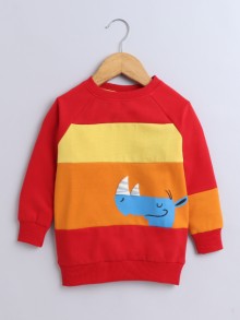 BUMZEE Red Boys Full Sleeves Cotton Sweatshirt