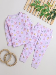 BUMZEE Lavender Girls Full Sleeves T-Shirt & Pyjama Set