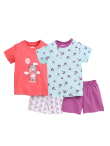 Bumzee Purple & Pink Girls T-Shirt & Shorts Set Pack Of 2