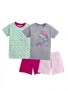 Bumzee Grey & Pink Girls T-Shirt & Short Set Pack Of 2