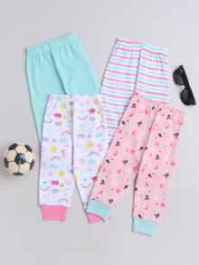 BUMZEE Mint Green & Pink Full Length Girls Pyjamas Pack Of 4