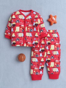 BUMZEE Red Baby Boys Full Sleeves Jabla & Pyjama Set