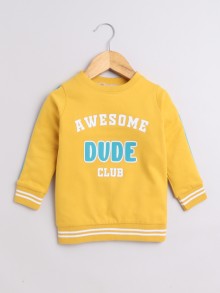 BUMZEE Mustard Boys Full Sleeves Cotton Sweatshirt