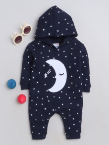 BUMZEE Navy Boys Full Sleeves Fashion Trendy Sleepsuit With Hood