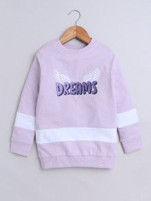 BUMZEE Lilac Girls  Full Sleeves Cotton Sweatshirt