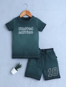BUMZEE Bottle Green Boys Half Sleeves T-Shirt & Short Set