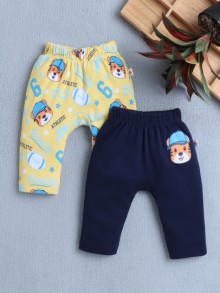 BUMZEE Navy & Yellow Baby Boys Diaper Pants / Leggings / Pyjamas Pack Of 2