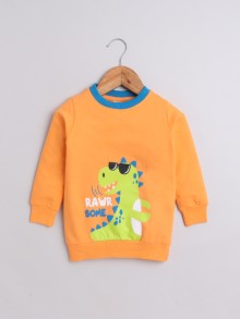 BUMZEE Orange Boys Full Sleeves Cotton Sweatshirt