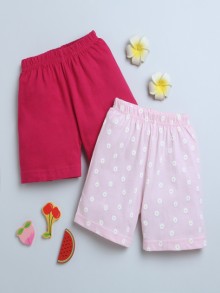 BUMZEE Pink & Light Pink Girls Shorts Pack Of 2
