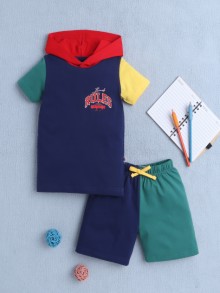 BUMZEE Navy & Green Boys Half Sleeves T-Shirt & Short Set