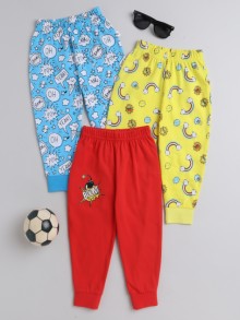 BUMZEE Yellow & Blue Full Length Boys Pyjamas Pack Of 3