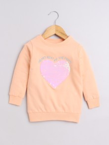 BUMZEE Peach Girls Full Sleeves Cotton Sweatshirt