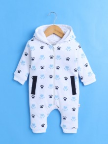 BUMZEE White Girls Full Sleeves Trendy Padded Hooded Sleepsuit