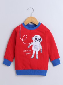 BUMZEE Red Boys Full Sleeves Cotton Sweatshirt