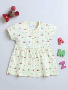 BUMZEE Lemon Girls Half Sleeves Cotton Frock