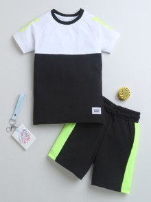 BUMZEE Black Boys Half Sleeves T-Shirt & Short Set