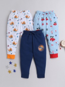 BUMZEE Sky Blue & White Boys Pyjamas Pack Of 3