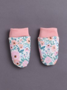 BUMZEE Beige & Peach Girls Cotton Cap Mitten Bootie Set