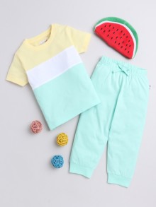 BUMZEE Mint & Yellow Boys Half Sleeves T-Shirt & Pyjama Set