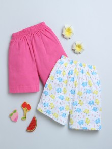 BUMZEE Pink & White Girls Shorts Pack Of 2