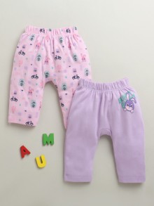 BUMZEE Lilac & Lavender Baby Girls Diaper Pants Leggings Pyjamas Pack Of 2