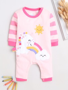 BUMZEE Baby Pink Girls Full Sleeves Fashion Trendy Sleepsuit