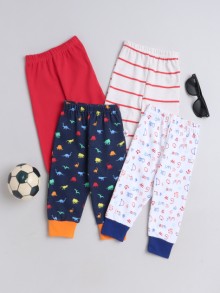 BUMZEE Navy & Red Full Length Boys Pyjamas Pack Of 4