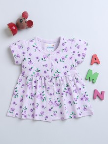 BUMZEE Lavender Girls Half Sleeves Cotton Frock