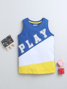 BUMZEE Royal Blue Boys Sleeveless T-Shirt