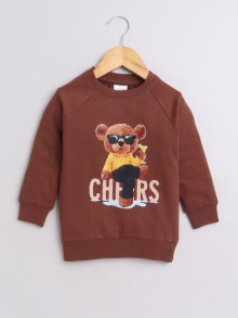 BUMZEE Brown Boys Full Sleeves Cotton Sweatshirt