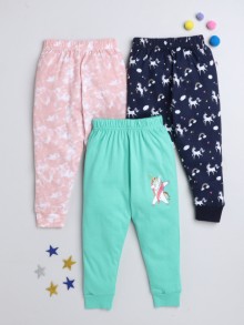 BUMZEE Peach & Navy Girls Pyjamas Pack Of 3