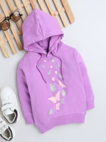 BUMZEE Purple Girls Full Sleeves Hooded Sweatshirt