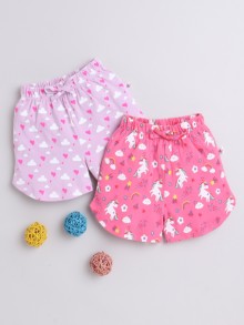 BUMZEE Pink & Lavender Girls Shorts Pack Of 2
