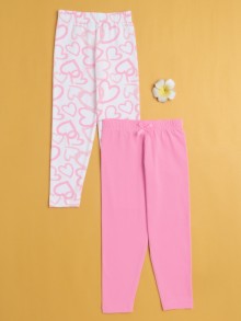 BUMZEE Girls Leggings Pink & White Pack of 2