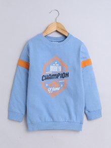 BUMZEE Blue Boys Full Sleeves Cotton Sweatshirt