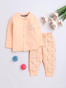 BUMZEE Orange Baby Boys Full Sleeves Jabla & Pyjama Set